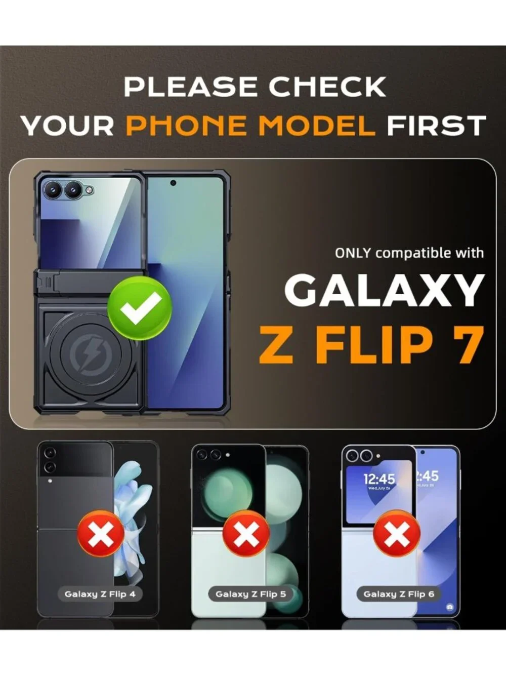 Military Grade Magnetic Case for Galaxy Z Flip 7 - Heavy Duty, Dual Kickstand